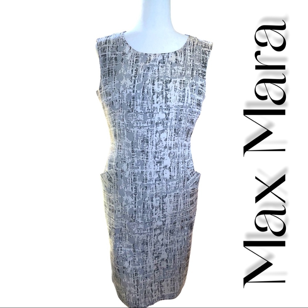MaxMara Gray Print Sheath Dress